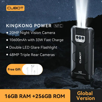 Cubot KingKong Power, Waterproof Rugged Smartphone Android 13, 8GB+256GB, 10600mAh, 33W Fast Charge, NFC, 6.5" FHD+,Global Phone Cubot Official Store